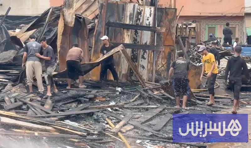 حريق سوق المسيرة بالبيضاء حريق سوق المسيرة بالبيضاء