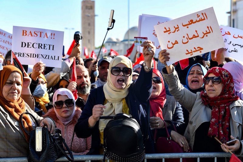 مسيرة وسط تونس ضد قرارات قيس‎‎