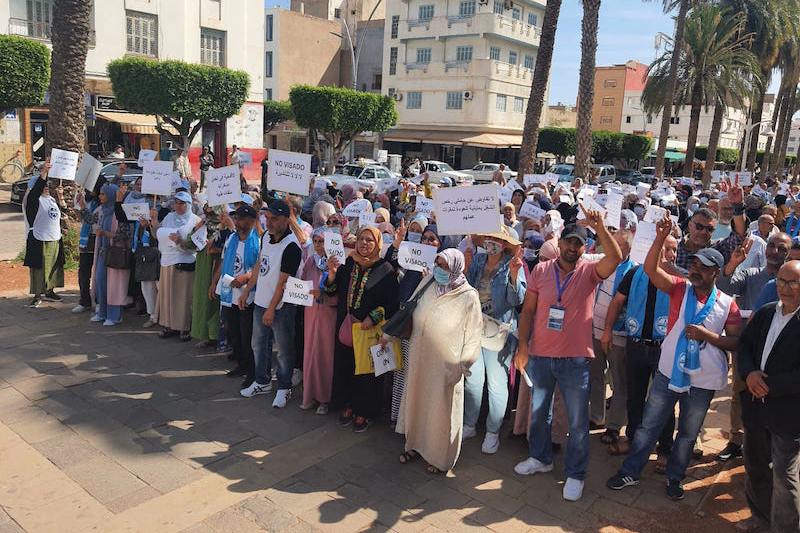العمال المغاربة بمليلية يحتجون ضد التأشيرة