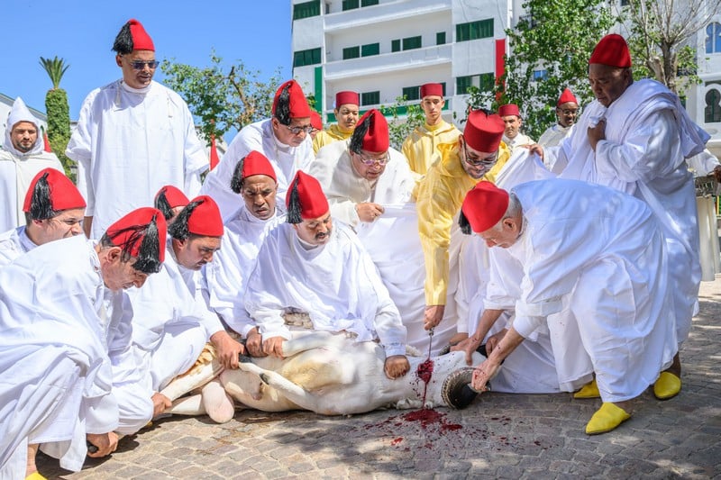 الملك يؤدي صلاة العيد بمسجد الحسن الثاني بتطوان وينحر الأضحية