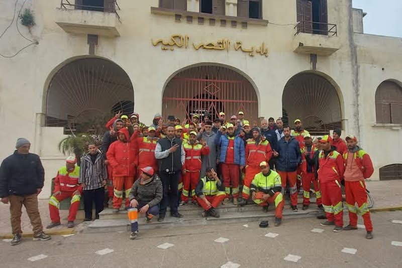 احتجاج عمال نظافة بالقصر الكبير
