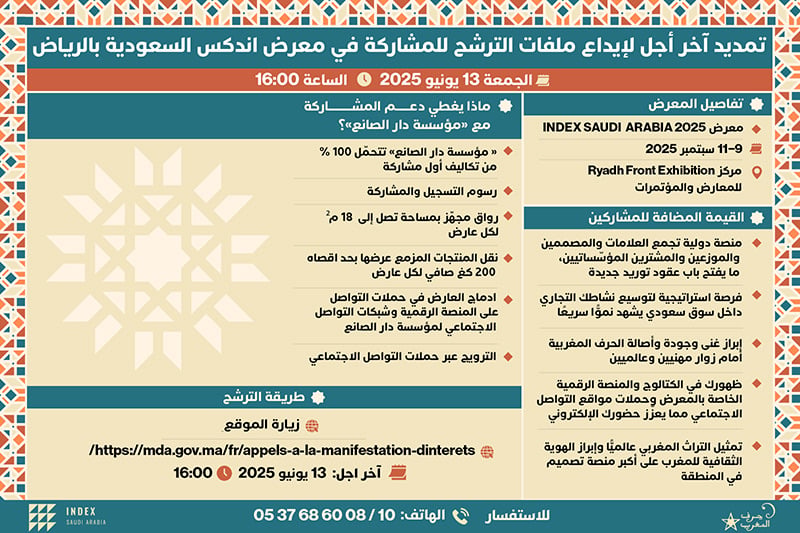 دار الصانع تمدد آجال ترشح الحرفيين لمعرض "اندكس السعودية" بالرياض